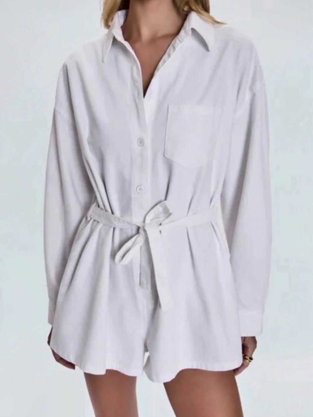 Pistola Vance Long Sleeve Romper in White Size Small